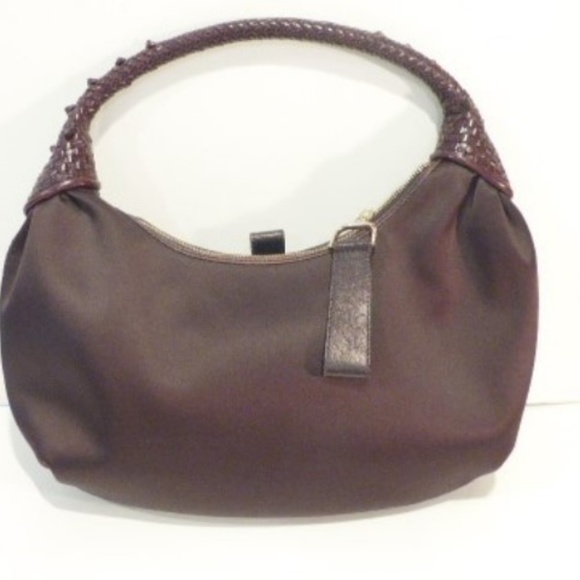 FENDI Brown Satin Leather Nappa Spy Handbag Hobo - Picture 3 of 9